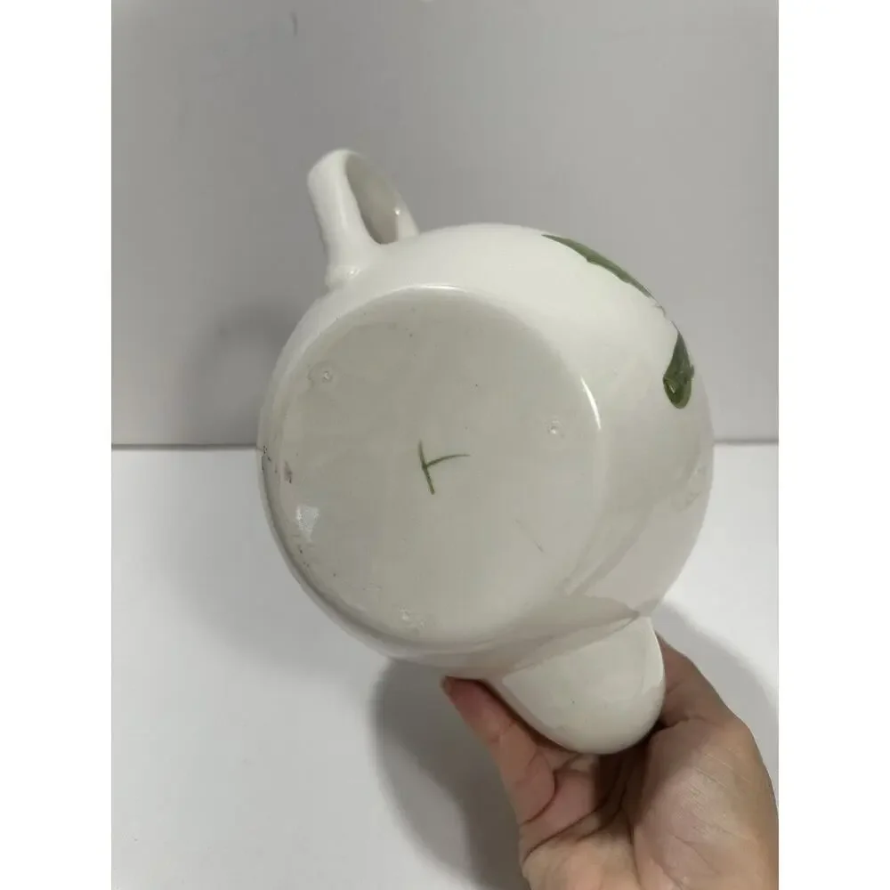 N.S. Gustin Los Angeles Pottery Holly Green Trim Teapot No Lid Tea Pot Discontin
